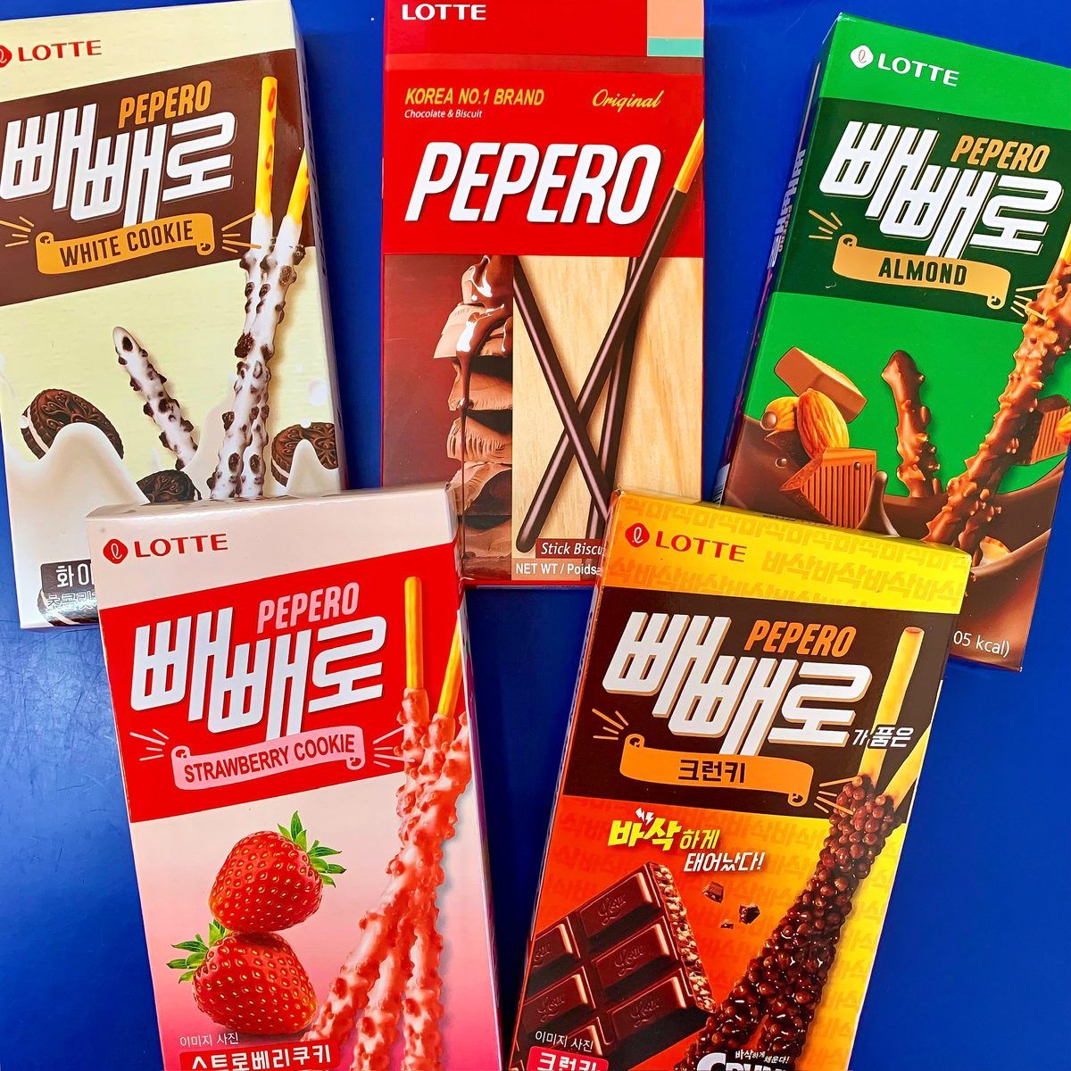 A variety of Pepero chocolate biscuit sticks